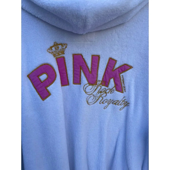 PINK Victorias Secret Womens Hooded Bling Sherpa Robe White Sz M/L - Picture 3 of 11